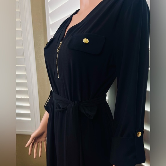 Gorgeous Black Belted Dress w/Gold Hardware Sz M, by Emma & Michele - Picture 3 of 6